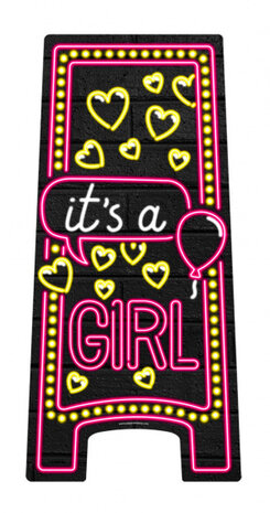 attentiebord It&#039;s a Girl! 58 cm karton roze/zwart