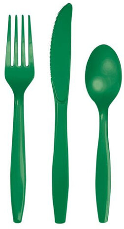 wegwerp bestekset 15 cm groen 18 stuks