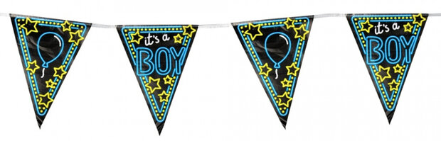 vlaggenlijn It&#039;s a boy! 10 meter blauw/zwart