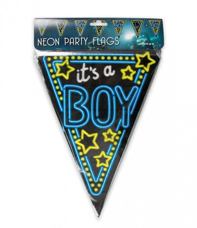 vlaggenlijn It&#039;s a boy! 10 meter blauw/zwart