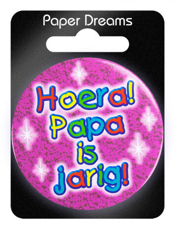 button klein - Hoera! Papa is jarig! 5,5 cm roze
