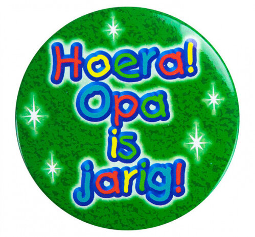 button klein - Hoera! Opa is jarig! 5,5 cm groen