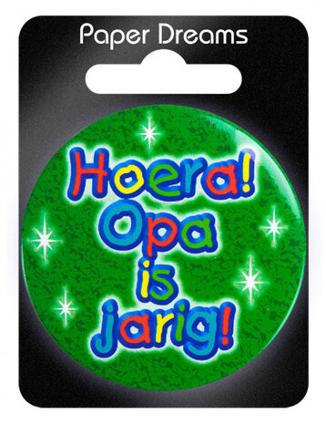 button klein - Hoera! Opa is jarig! 5,5 cm groen