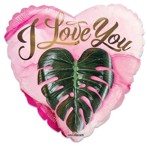folieballon Eco Love You 46 cm roze/goud/groen