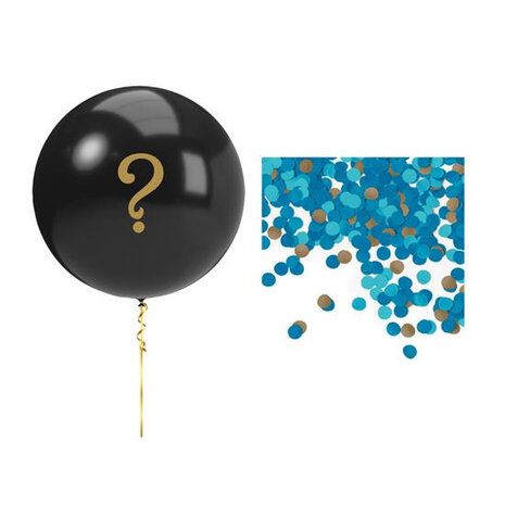 ballonkit Gender Reveal Blauw folie zwart/blauw