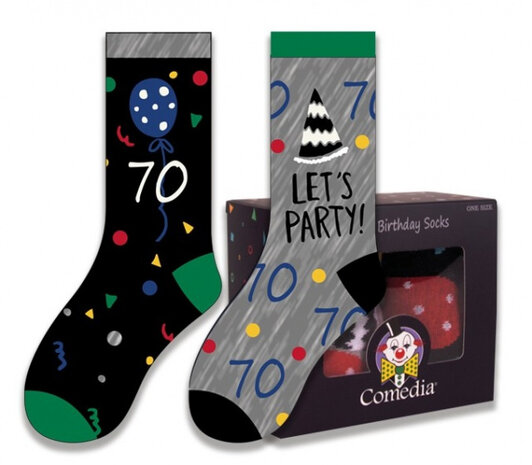 cadeausokken 70 Jaar polykatoen groen/zwart 2-delig