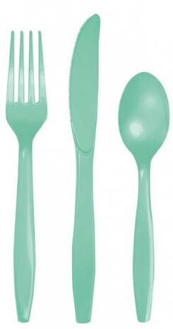 wegwerpbestek Fresh Mint 15 cm mintgroen 18-delig