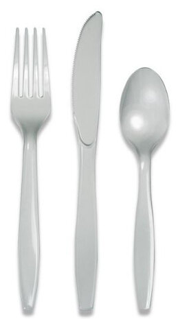 wegwerpbestek Shimmering Silver 17 cm 18-delig