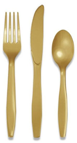 wegwerpbestek Glittering Gold 17 cm 18-delig