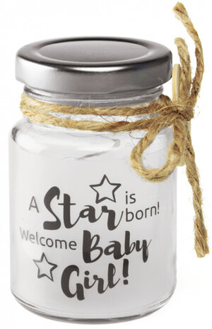 decoratielicht Little Star baby girl 8,5 cm glas