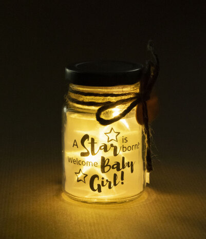 decoratielicht Little Star baby girl 8,5 cm glas