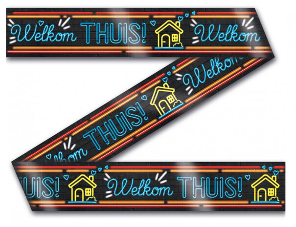 party tape Welkom Thuis! neon 12 meter