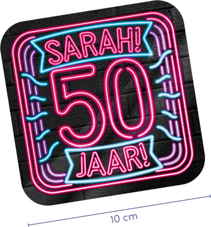 onderzetters Neon Sarah 10 cm karton 6 stuks