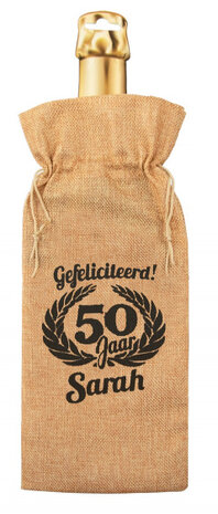 flescadeauverpakking Sarah jute 42 cm bruin