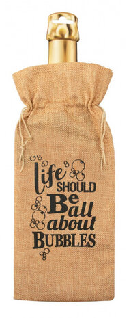 flescadeauverpakking Bubbles jute 42 cm bruin