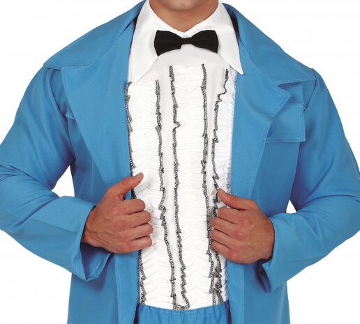verkleedshirt heren polyester wit/zilver
