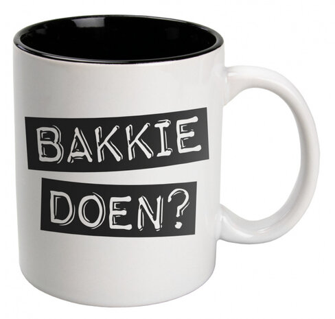 mok Black &amp; White Bakkie 330ml keramiek zwart/wit