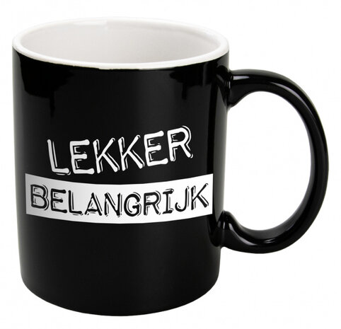 mok Black &amp; White Lekker 330ml keramiek zwart/wit