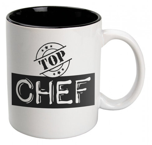 mok Black &amp; White Chef 330ml keramiek zwart/wit