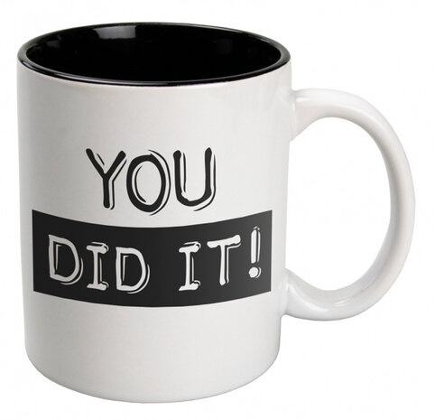 mok Black &amp; White You did it 330ml keramiek wit