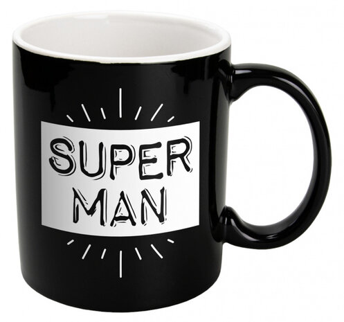 mok Black &amp; White Superman 330ml keramiek zwart