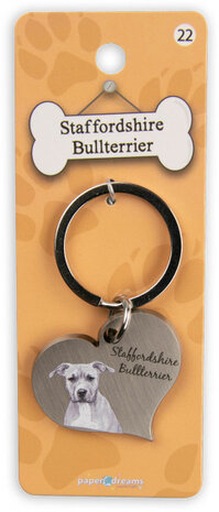 sleutelhanger Staffordshire 5 cm staal zilver