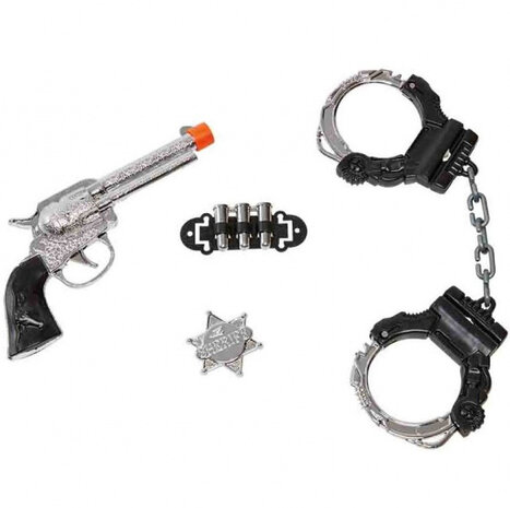 accesoireset sheriff junior zilver/zwart 4-delig