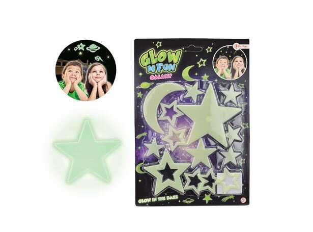 Glow in the dark sterren Glow N Fun wit 15 stuks