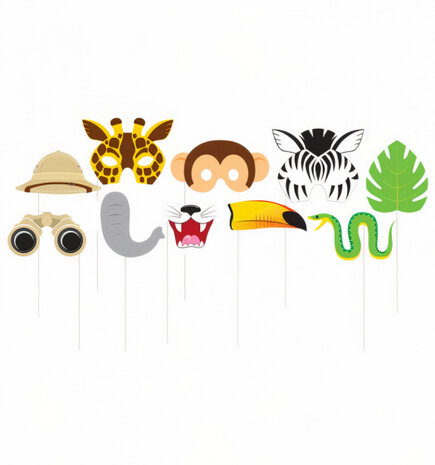 fotodecoraties Jungle dieren karton 10 stuks