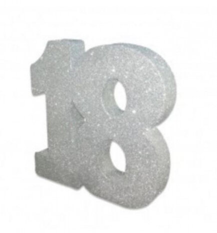 tafeldecoratie 18 jaar 20 cm glitter zilver