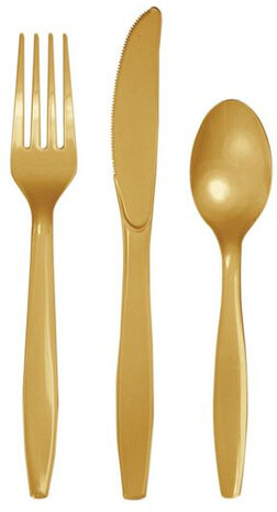 wegwerpbestek Glittering 17 cm goud 24-delig
