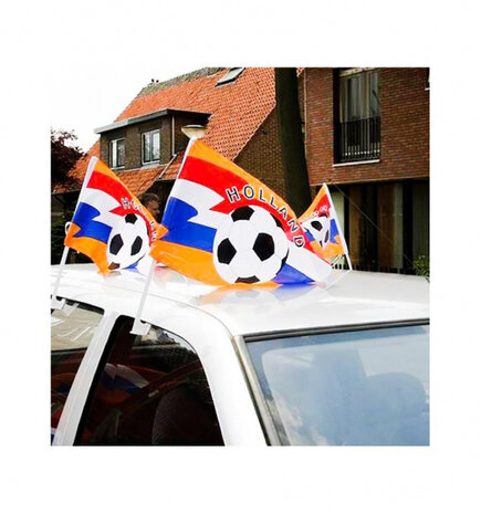 autovlag Holland met voetbal 28 x 45 cm oranje