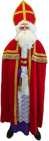 sinterklaasmantel katoen rood/goud one-size