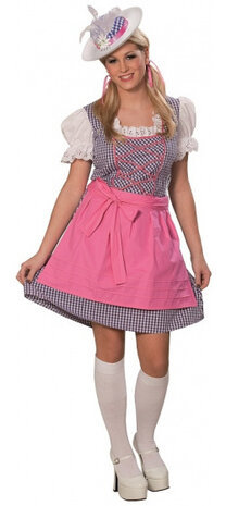 dirndl Tiroler dames polyester wit/blauw/roze maat 38