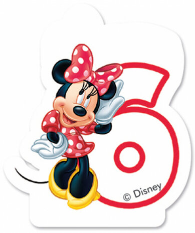 cijferkaars &#039;6&#039; Minnie Mouse junior 8 cm wax rood