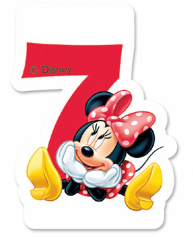 cijferkaars &#039;7&#039; Minnie Mouse junior 8 cm wax rood