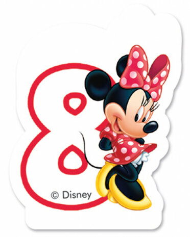 cijferkaars &#039;8&#039; Minnie Mouse junior 8 cm wax rood