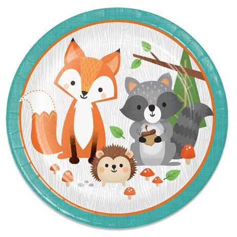 feestbordjes Wild One 23 cm karton groen/wit 8 stuks