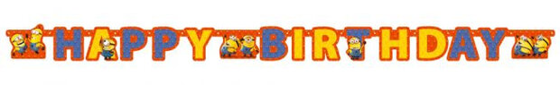 banner Happy Birthday Minions 2 meter papier geel