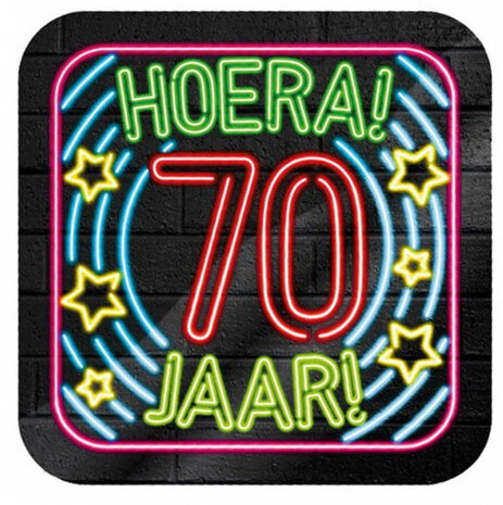 onderzetters 70 jaar 10 cm karton 6 stuks