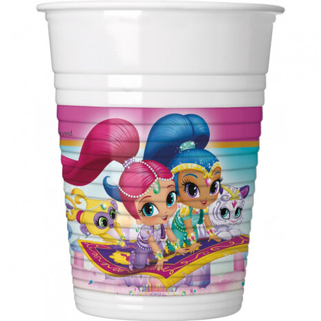 feestbekers Shimmer &amp; Shine 200 ml wit 8 stuks
