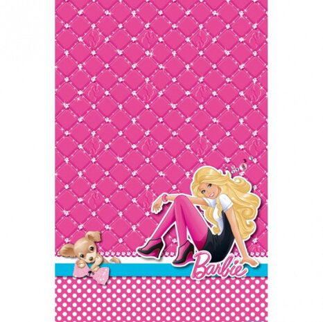 tafelkleed Barbie meisjes kunststof roze 120 x 180 cm