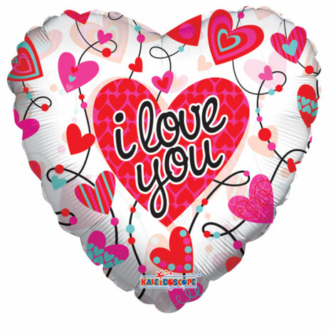 folieballon I Love You 91 cm rood/wit