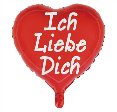 folieballon &#039;Ich liebe dich&#039; hartvorm 45 cm rood/ wit