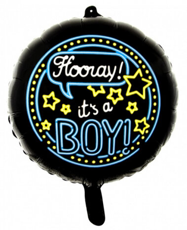 folieballon it&#039;s a boy rond 46 cm zwart/blauw