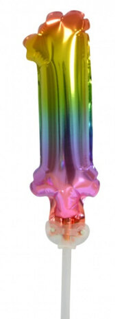cijferballon 1 taarttopper 13 cm folie regenboog