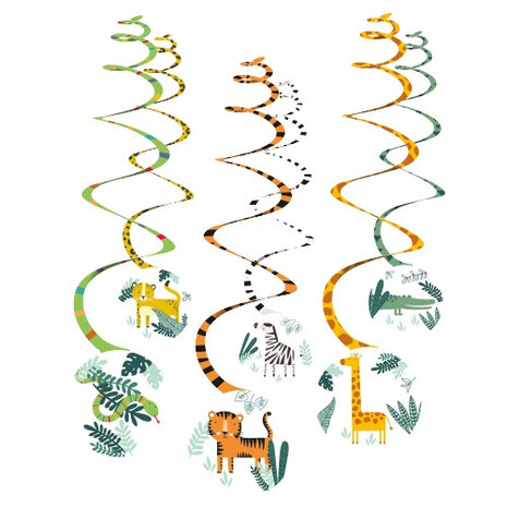 decoratiespiraal jungle 61 cm papier oranje 6 stuks