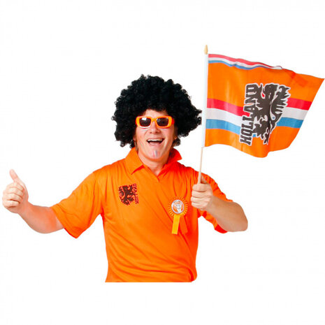 zwaaivlag leeuw met wimpel 30 x 40 cm polyester oranje