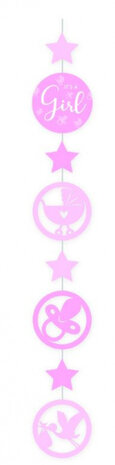 hangdecoratie Girl 15 cm papier roze