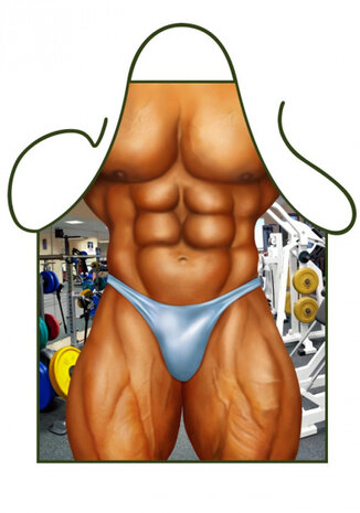 schort Muscle Man 80x56 cm polyester blauw one-size
